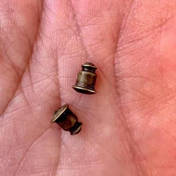 Vintage Retro Brass & Autumn Gold Acrylic Hoop Earrings - Picture 3 of 6